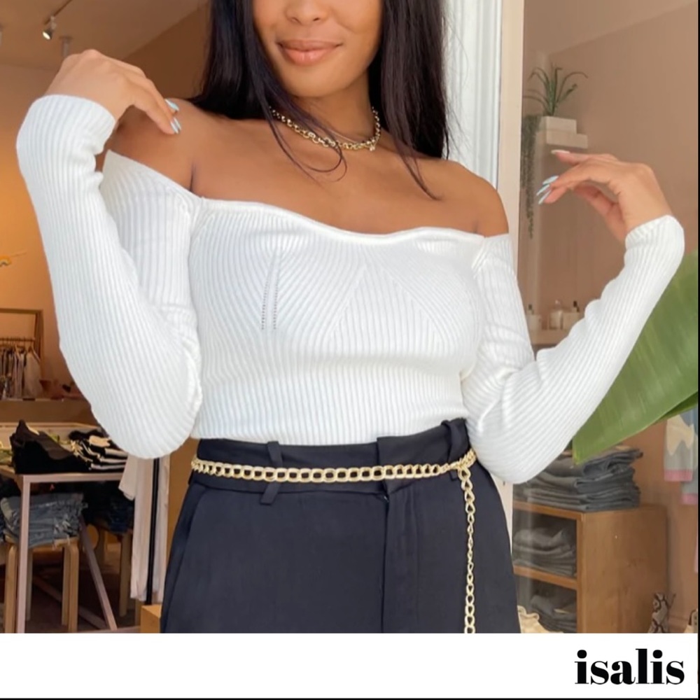 Isalis Anabelle Structured Knit Long Sleeve Top